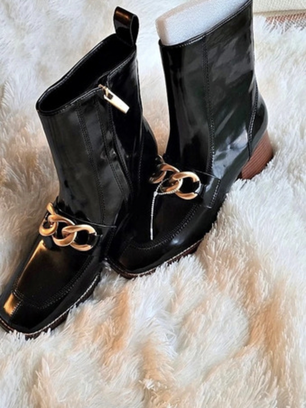 Steve Madden Black Chain Heeled Boots Like New